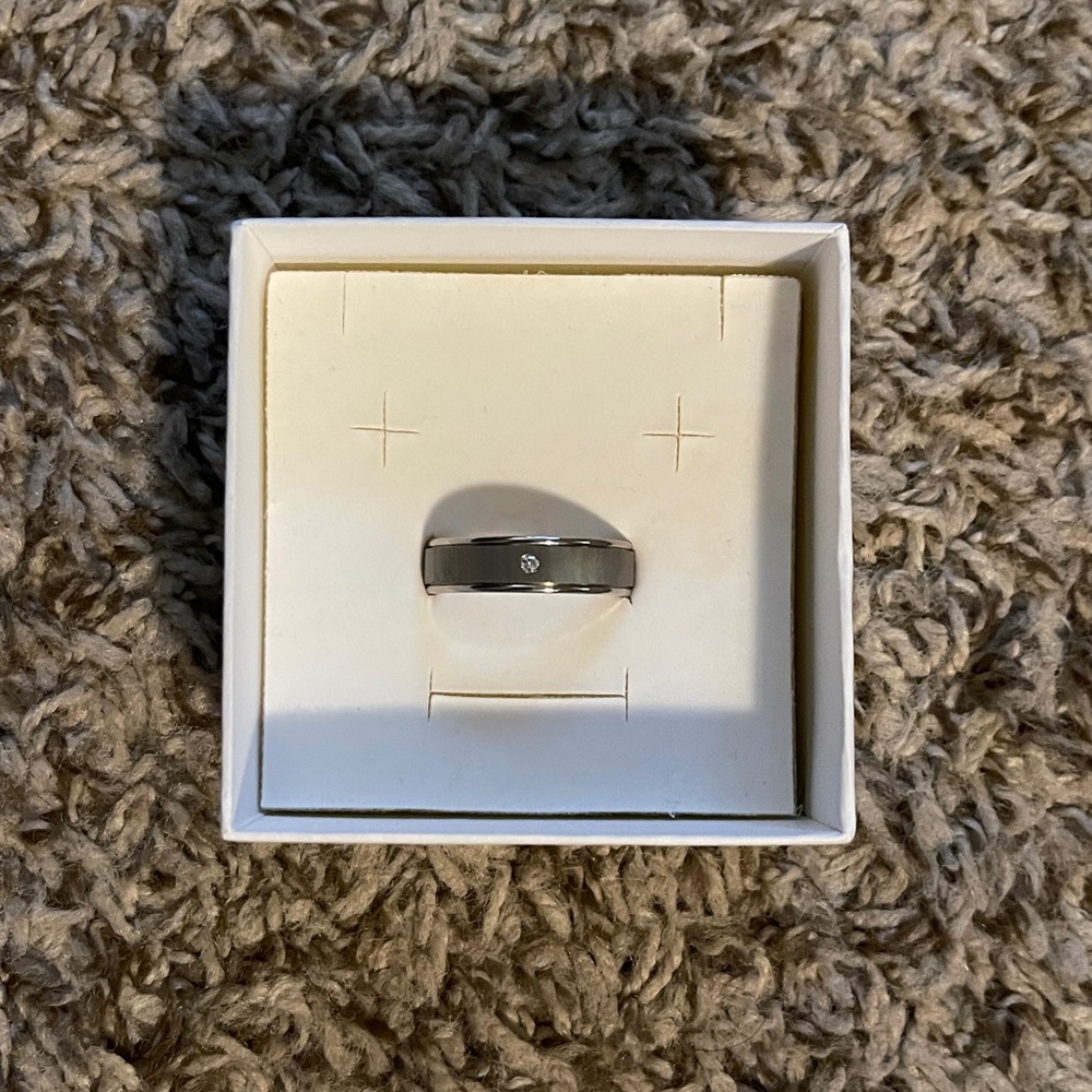 PRICE FIRM - Titanium Wedding Band with Gem